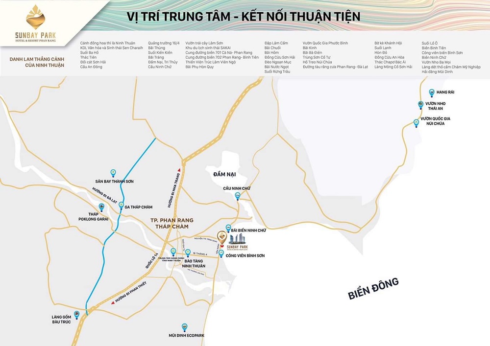 vị trí khu nghỉ dưỡng resort Sunbay Park Ninh Thuận ở thành phố Phan rang