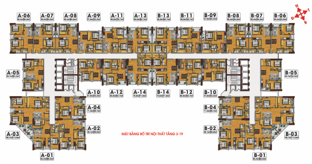 mặt bằng căn hộ chung cư Tecco Skyville thanh trì tứ hiệp