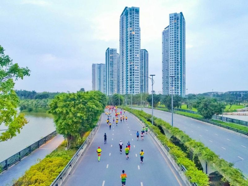 chạy bộ ở khu đô thị ecopark Hà Nội