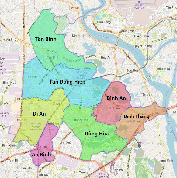 vị trí & bản đồ hành chính thành phố Dĩ An - BÌNH DƯƠNG HOMES bản đồ hành chính thành phố Dĩ An