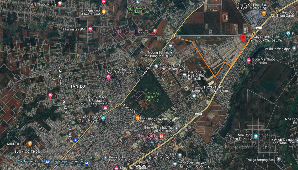 vị trí dự án EcoCity Premia thành phố Buôn Ma Thuột tỉnh Dak Lak ở đâu