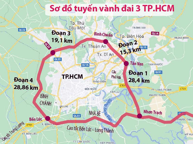 Bản đồ Vành Đai 3 TPHCM